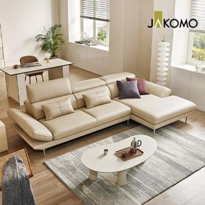 [자코모]메이트 멀티 4인 카우치형 기능성 슈렁큰 천연면피 소가죽 소파