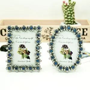 쥬얼리 블루 3x4 사진액자/미니/액자/공간/상장/유리/프레임/예쁜/사진틀/접이식/투명/아크릴/사진/스탠드