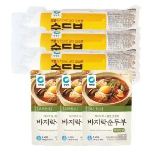 청정원 순두부찌개밀키트 고소한 순두부 350g 3개 + 바지락 순두부 찌개양념 150g 3개 세트