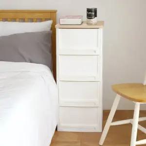 어반 우드상판 베이직 플라스틱 서랍장 4단 투명 수납장