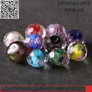 일본 무라노 투명 유리 램프워크 비즈 쥬얼리 제작용 꽃 둥근 면 여성용 DIY 팔찌 10x8mm 10 개