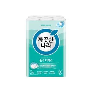 깨끗한나라 천연펄프 3겹 순수 디럭스, 30m, 30롤, 1개
