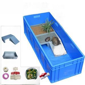 거북이 대형 어항 풀세트 가정용 길이60 반수생거북이어항 파랑 높이23CM옆줄 바퀴형 먹이 가로40 세트 대형바이저 키우기