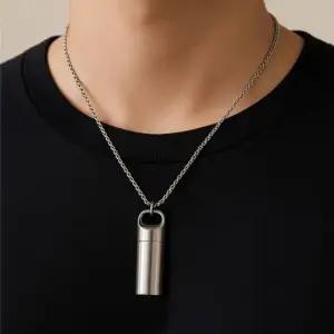 스테인레스 비상약 약통 목걸이 휴대용 밀폐 약보관함 펜던트