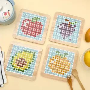 [오피스스쿨] 토단 원목 타일아트 냄비 받침 만들기 (과일) 1인세트 (4종 택 1) DIY 취미공예 타일조각 도안 액자만들기 방과후만들기