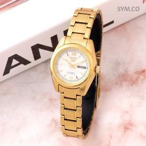 [세이코]5 SYMK30K1 캐주얼 오토캘린더 골드 라운드 오토매틱 여자 메탈 손목시계 c