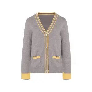 [크로커다일레이디]컬러 배색 니트 가디건_CLDWSW110
