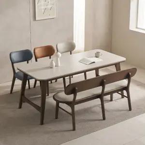 에킨스 애쉬 원목 양면 포세린 세라믹 6인 식탁세트(벤치1개+의자3개)