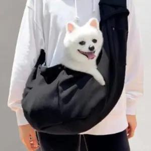 반려동물 이동 가방 경량 체크 패턴 블랙 슬링백