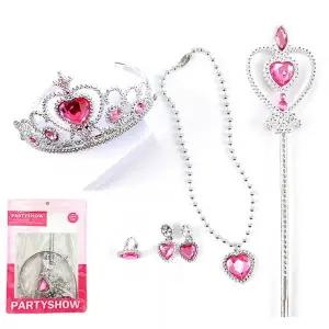 파티쇼 공주 왕관 악세사리 5종 세트 핑크 1세트