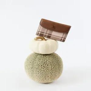 헤지스 액세서리 여성 24FW [스테디셀러] 버건디 체크 소가죽 카드지갑 WIHO4F702D2