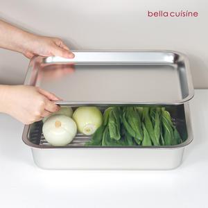 벨라쿠진 연마제 없는 [대형 3종] 에센셜 스텐 밧드 세트 직사각 트레이