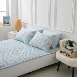 마이크로모달 밀림방지 플라워 사계절 밴딩 침대패드