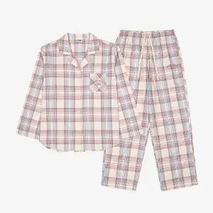 [휠라][휠라 언더웨어] 영라이프 체크 여성 파자마 세트 (FI4PJG1445F_LBE)