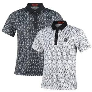 라운드패턴 배색 카라 40대남성 골프 반팔피케티 티셔츠 신상 고급