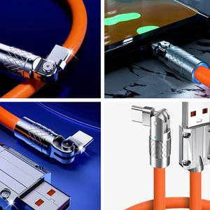 기억자케이블 C타입케이블 USB C타입 고속케이블 120W 고속충전 회전형 ㄱ자 실리콘 케이블 실리콘케이블