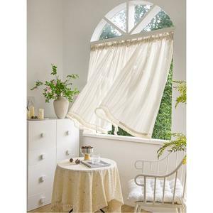 주방창문커튼 작은창 커텐 드레이프 방 150 린넨 7종 거실 가로 명주 오렌지 체크