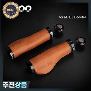 JIBOO 천연 소 가죽 MTB 그립 알루미늄 합금 잠금 링  자전거 스쿠터 산악  G603