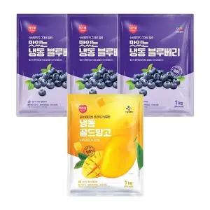 CJ프레시웨이 이츠웰 냉동블루베리1Kg x 3개+골드망고1Kg
