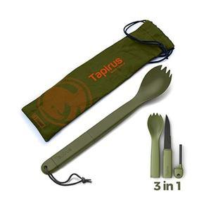 Tapirus Spork 택티컬 그린 나이프 스테인레스 스타터 BPA 일체형 스푼 캠핑