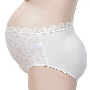 고품질 부드러운 면 소재 임산부 팬티 레이스 밴드 골지면 속옷 편안함 (WFJGB5N)