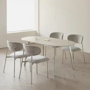 /티에스퍼니처 바모스 타원 세라믹 실버 식탁 테이블 4인용 1400