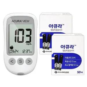 [셀러허브]아큐라 혈당측정기+ 시험지100매 수치 검사지 스트립 당체크 D (S36181685)