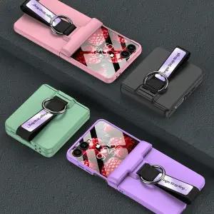 갤럭시 Z플립 7 6 5 힌지 보호 풀커버 핸드스트랩 링 하드 케이스 R