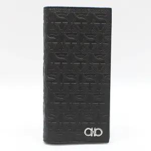 [중고명품] 페라가모 66 1070 블랙 엠보스드 은장 간치니 장지갑