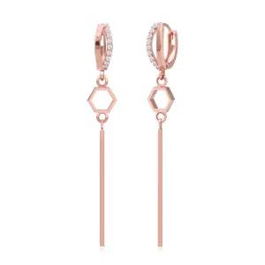 14K 금침 이어링 클라디아 육각형 롱 스틱 원터치 링 귀걸이