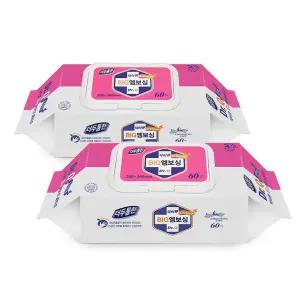 닥터큐 더두툼한 빅엠보싱 물티슈 캡형 핑크 60매 x 20팩 물휴지 아기물티슈