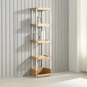 이니스 철제 다용도 수납선반장 400 5단 선반장 장식장 원목선반장 원목수납장 다용도수납장