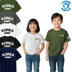 ROKA 로카 주니어 반팔티 부드러운 안심 착용감 어린이 반팔 군대 티셔츠