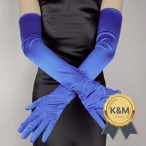 새로운 여성의 우아한 긴 새틴 장갑 캔디 컬러 탄성 사진 파티 장갑 빈티지 55CM 웨딩 드레스 장갑 여성