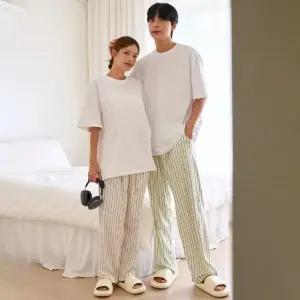 키위 수면바지 남녀공용 피치기모 커플 홈웨어 파자마 4colors