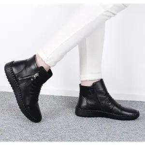 천연소가죽방한부츠 기모내피 앵클부츠 셔링부츠