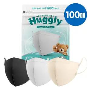 허글리 라이트핏 덴탈마스크 블랙색상 중형 100매