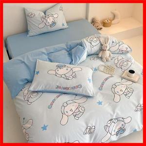 쿠로미 애니메이션 이불 커버 만화 시나모롤 침대 쓰리피스 세트 귀여운 헬로 키티 침구 베개 어린이 장식