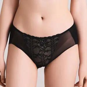 [하프클럽/에블린]에블린 로맨티크_투톤 노와이어 헴팬티 (블랙 스킨) MIX EBWQFA425H