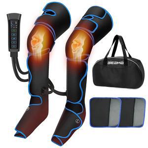 열 및 압박 기능이 있는 BIEAMA 다리 마사지기, 6가지 모드 3 강도, 근육 이완을 위한 발 및 종아리 마사지기