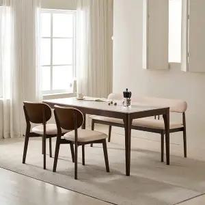 [삼익가구][NEW기본배송비무료]로이든 포세린 통세라믹 4인용 와이드 원목 1600 식탁세트(벤치1+의자2)