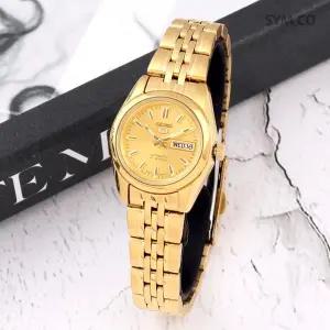 [세이코]5 SYMA38K1 데이데이트 골드톤 라운드 오토매틱 여자 메탈 손목시계