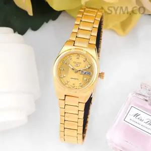 [세이코]5 SYM600K1 데이데이트 골드톤 라운드 오토매틱 여자 메탈 손목시계