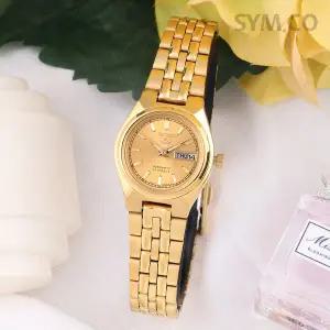 [세이코]5 SYMA04K1 데이데이트 골드톤 라운드 오토매틱 여자 메탈 손목시계