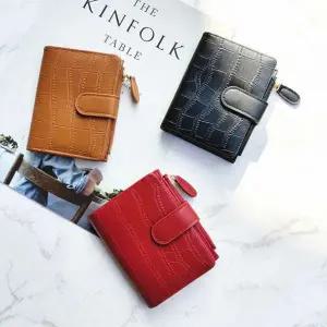 [콩심팥심]악어 가죽무늬 반지갑 지폐 카드 동전 수납 캐주얼 가죽지갑