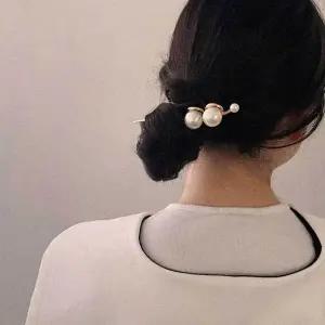 [콩심팥심]진주 2구 비녀 고급헤어핀 뒤꽂이 헤어비녀 비녀핀
