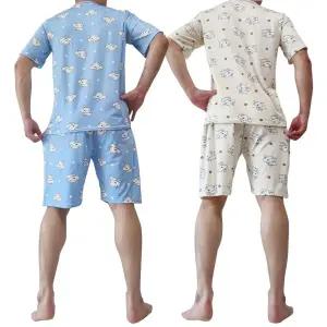 남성 쿨 아이스 파자마 세트 잠옷 반팔 냉감 여름