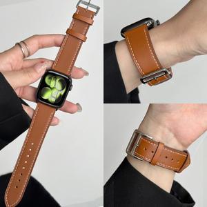 애플워치 가죽 시계줄 11 밴드 46mm 49 38 브레이슬릿 아이워치 시리즈 10-울트라3-9-8-7-6-5-SE 3