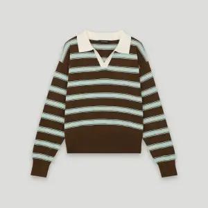 [롯데백화점]코데즈컴바인 스트라이프 카라넥 니트 풀오버 CKC-PU301W9