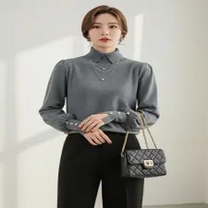 [에이샵][에이샵] 컷아웃 반목 버튼소매 니트_ASKN088F25